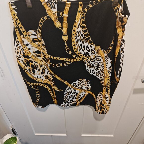 MARIANNE SKIRT LEOPARD GOLD CHAIN PRINT (SIZE 3X) - Picture 2 of 8